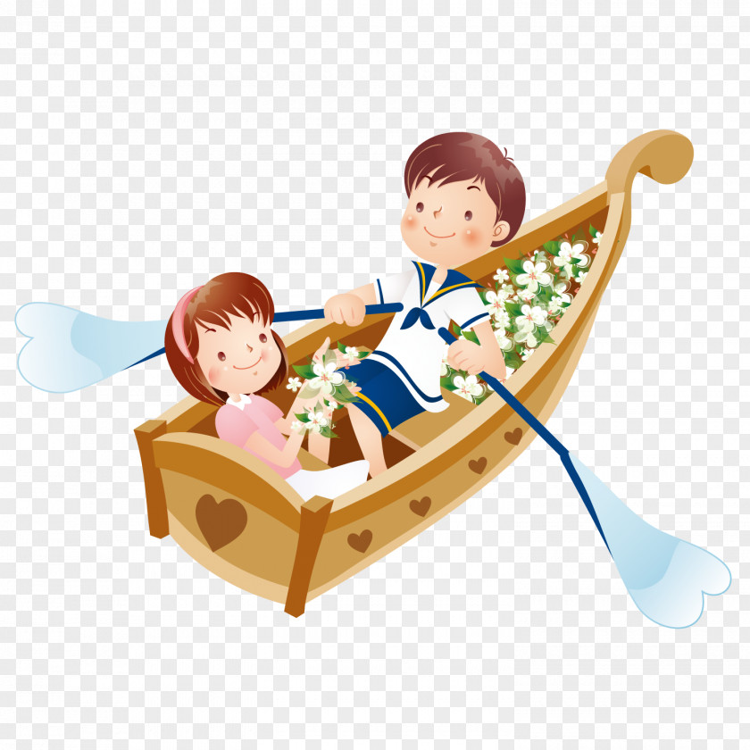 Rowing Couple Boat PNG