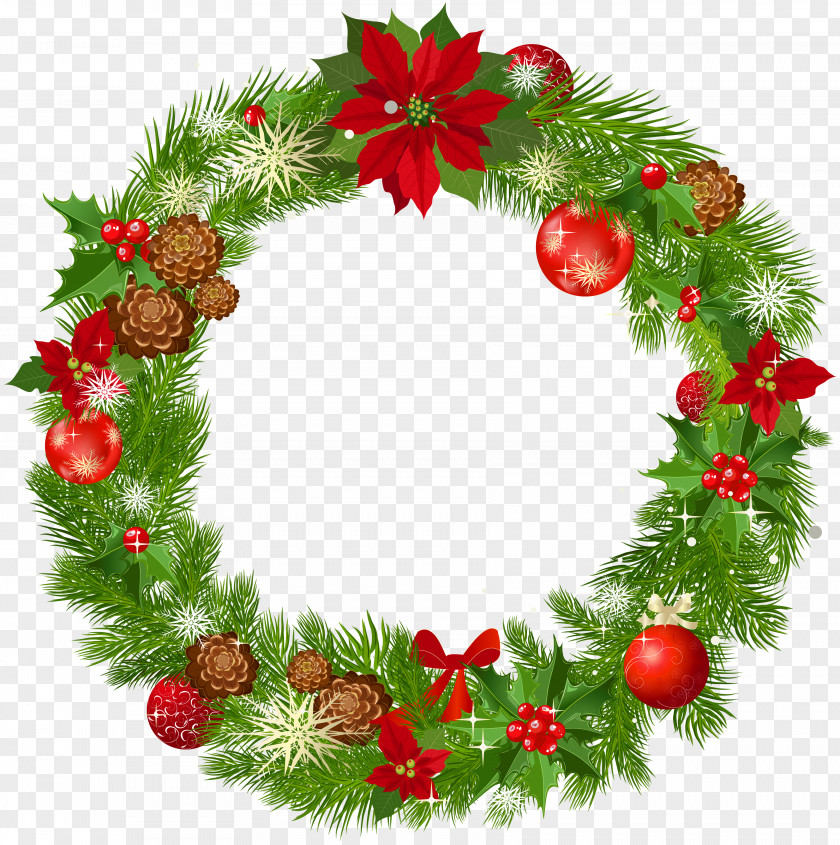 Large Deco Christmas Wreath Picture Decoration Clip Art PNG