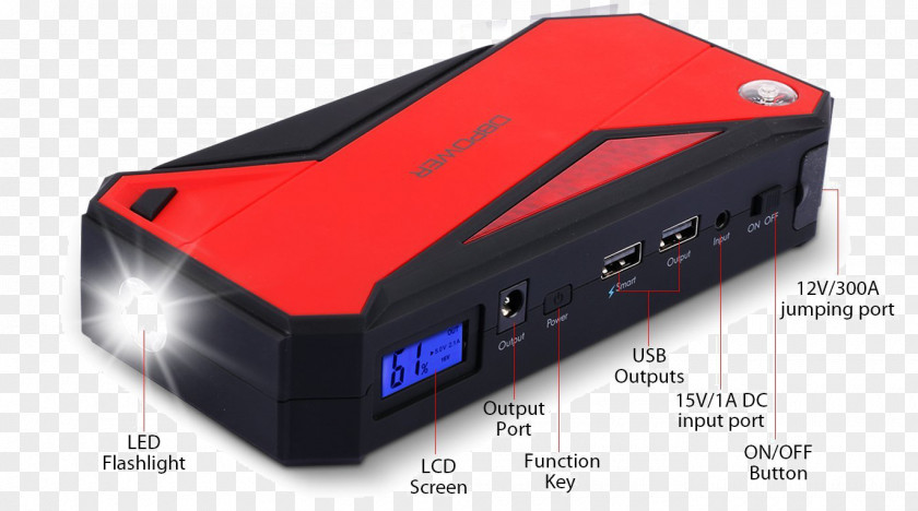 Car Battery Jump Starter AC Adapter DBPOWER 600A 18000mAh Portable DJs BR Start PNG