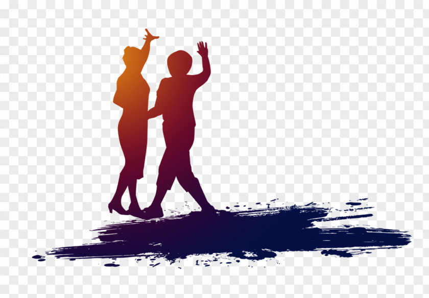 Dancing Silhouette Figures Dance Poster Square Stage PNG