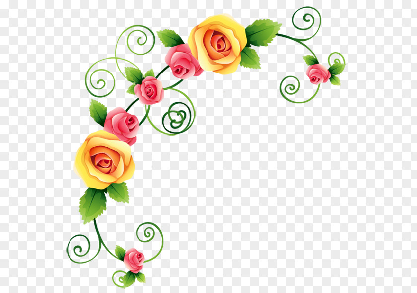 Flower Decorative Corners Garden Roses Drawing Clip Art PNG