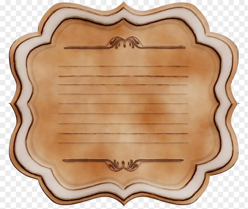 Label Beige Wood Tray PNG