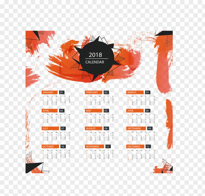 Orange Red Graffiti Calendar Template Flat Design Icon PNG