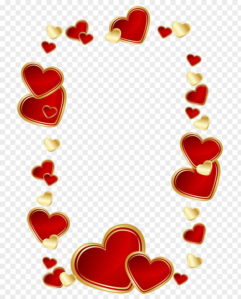 Gold Heart Red Hearts Valentine's Day Clip Art PNG