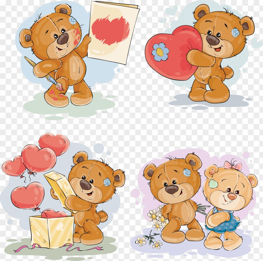 Teddy Bear Gift Stock Illustration PNG bear illustration, hand-painted cartoon teddy bear, brown paintings clipart PNG
