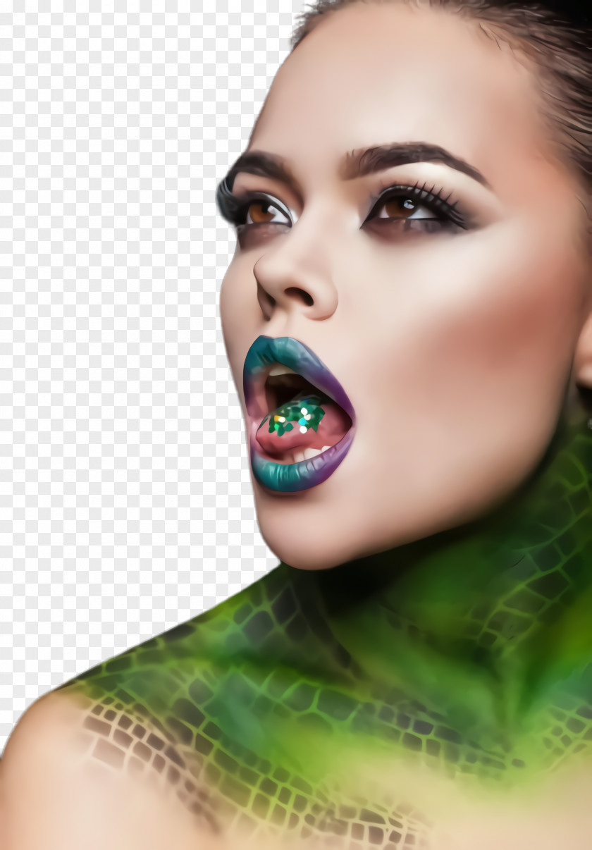 Lip Beauty Face Skin Nose Chin Green PNG
