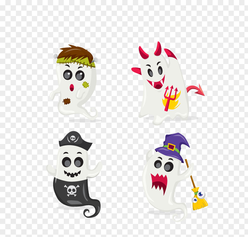 Vector Halloween Ghost Illustration PNG