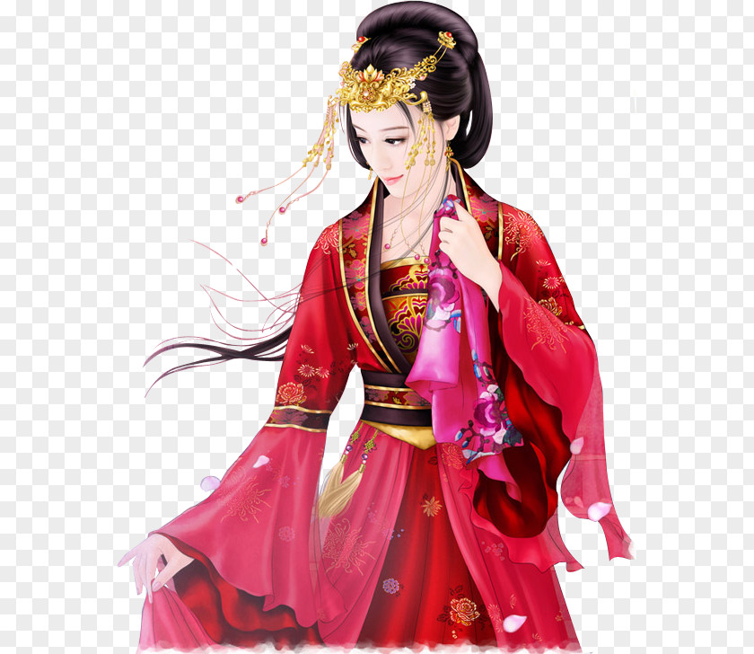 Classical Bride Painting Chinese Art Novel Illustration PNG