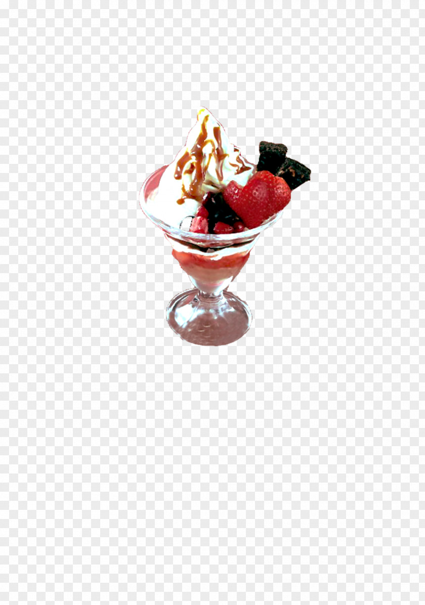 Strawberry Ice Cream Cute Kind Of Decorative Elements Sundae Dame Blanche PNG