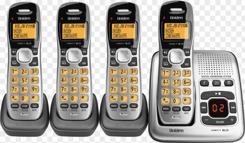 Cordless Telephone Digital Enhanced Telecommunications Uniden Handset PNG