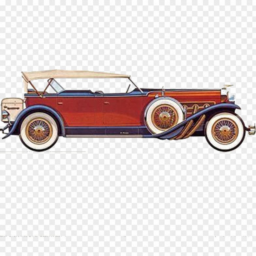 Retro Cartoon Painting Classic Cars Antique Car Duesenberg Printmaking Poster PNG