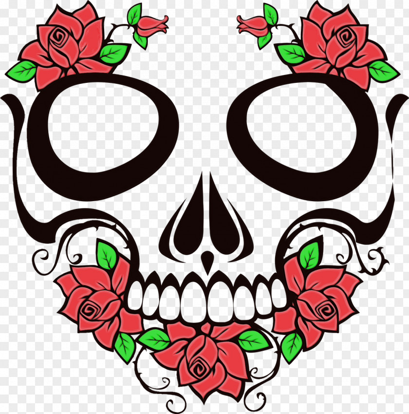 Bone Plant Skull Art PNG