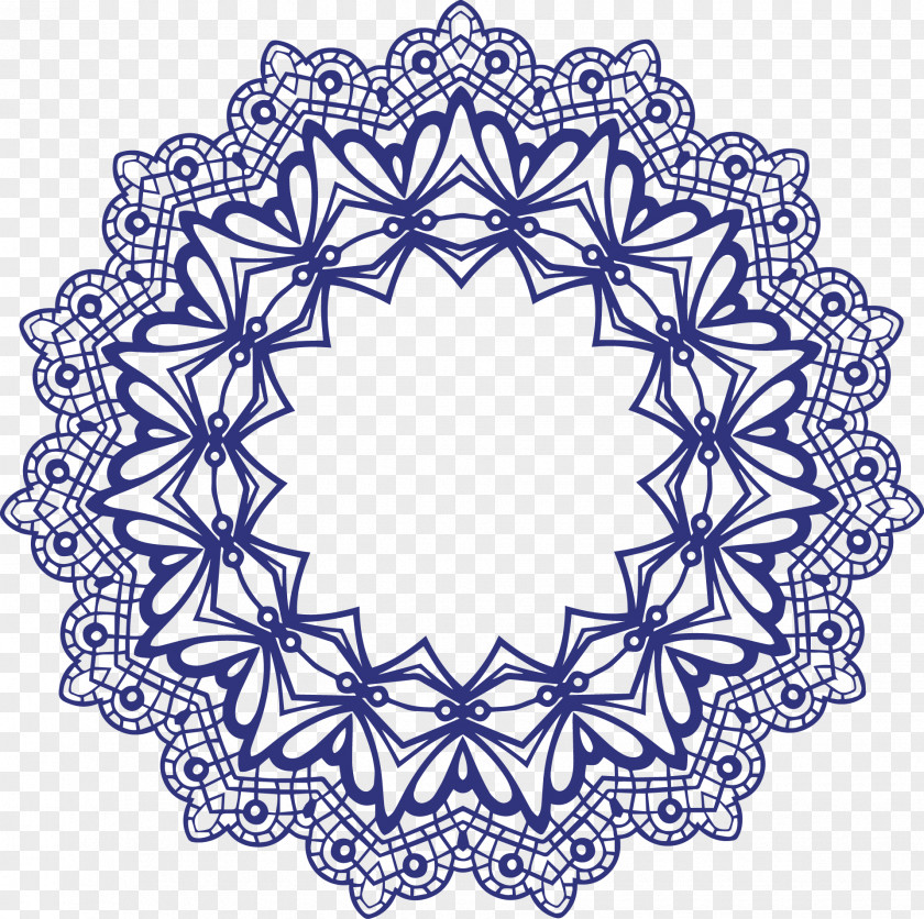 Lace Pattern Vector Round Frame Clip Art PNG