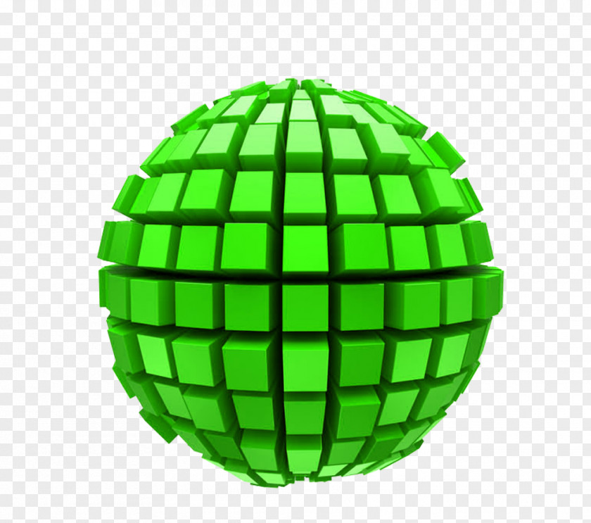Green Radial Cubes Combined Sphere Material Download PNG