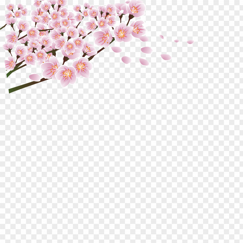 Romantic And Fresh Peach Blossom Festival Material Petal Flower PNG