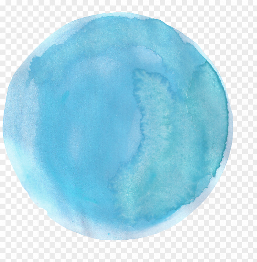 Watercolor Cactus Blue Turquoise Teal Circle Sphere PNG