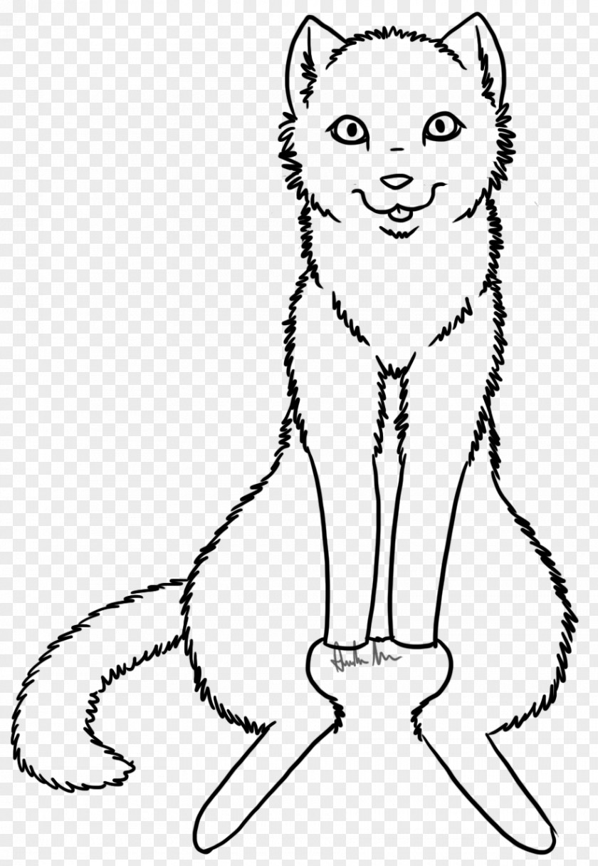 Happy Cat Whiskers Red Fox Line Art Drawing PNG