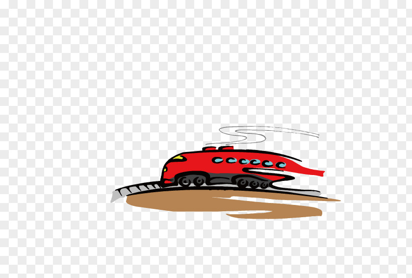Red Train Cartoon Illustration PNG