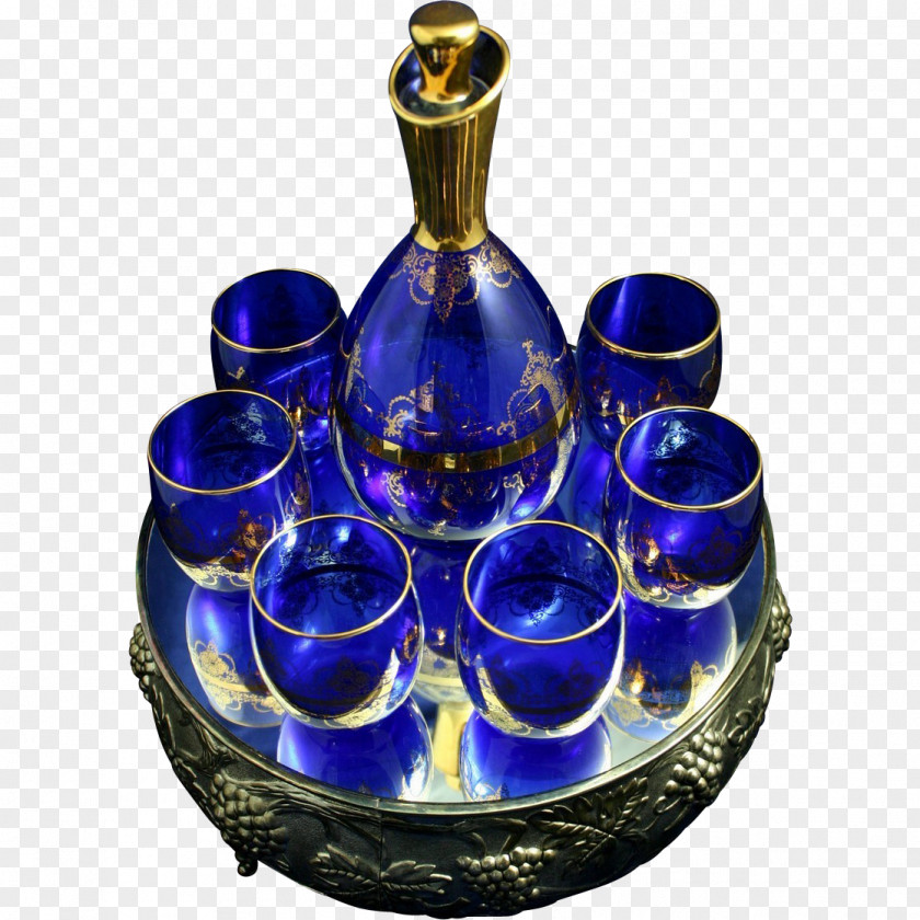 Cobalt Blue Venetian Glass Decanter Murano PNG