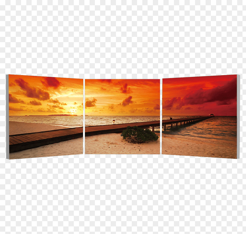 Horizon Over Water Triptych Painting Photography Art PNG