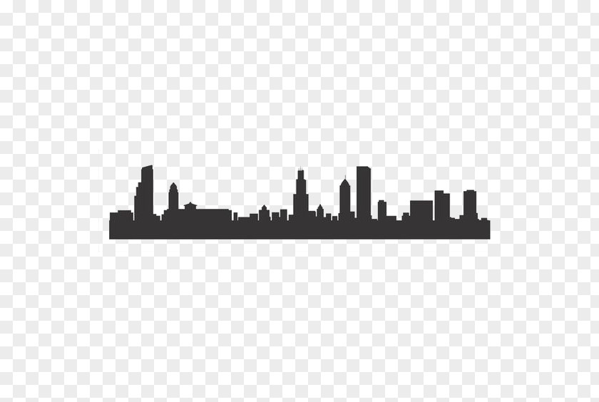 Bustling City Chicago Skyline Silhouette Stencil PNG