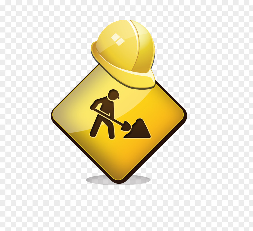 Yellow Flag Man Holding A Shovel Helmet Foreign Creative Architectural Engineering Download Icon PNG