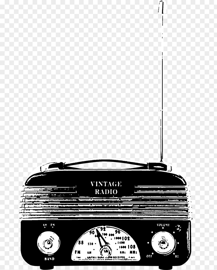 Black And White Retro Radio PNG
