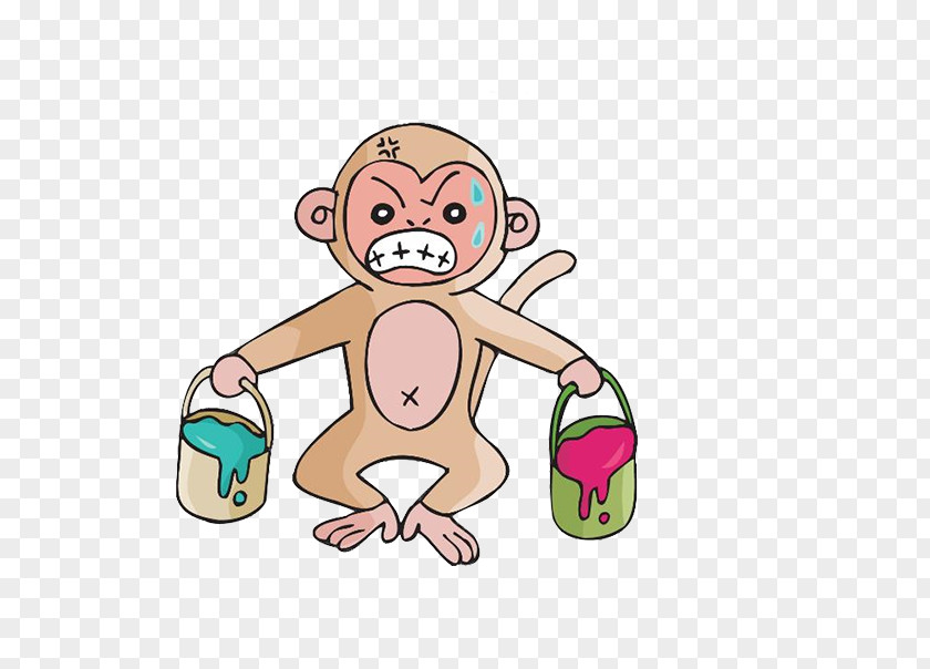 Monkey Paint Brush Cartoon Clip Art PNG