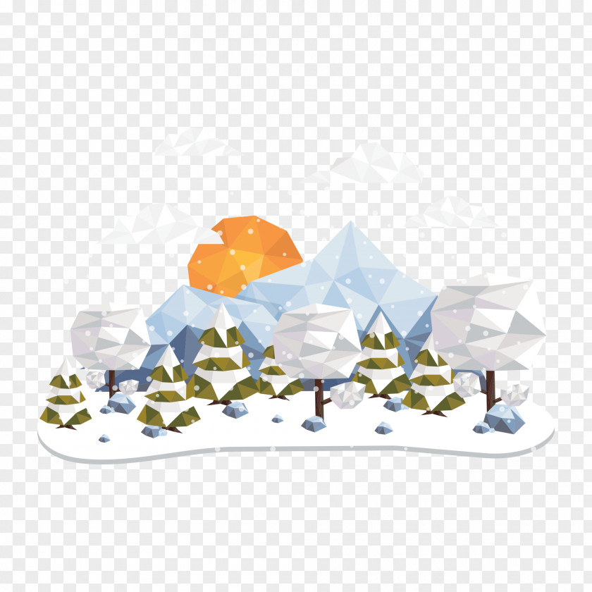 Triangle Collage Illustration Snow Polygon Landscape PNG