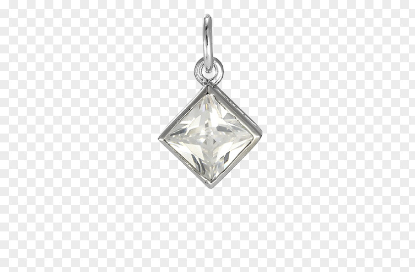 Silver Square Locket Body Jewellery Diamond PNG