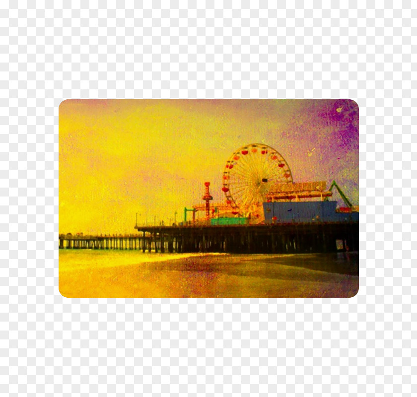 Santa Monica Pier Rectangle Sticker Rainbow PNG