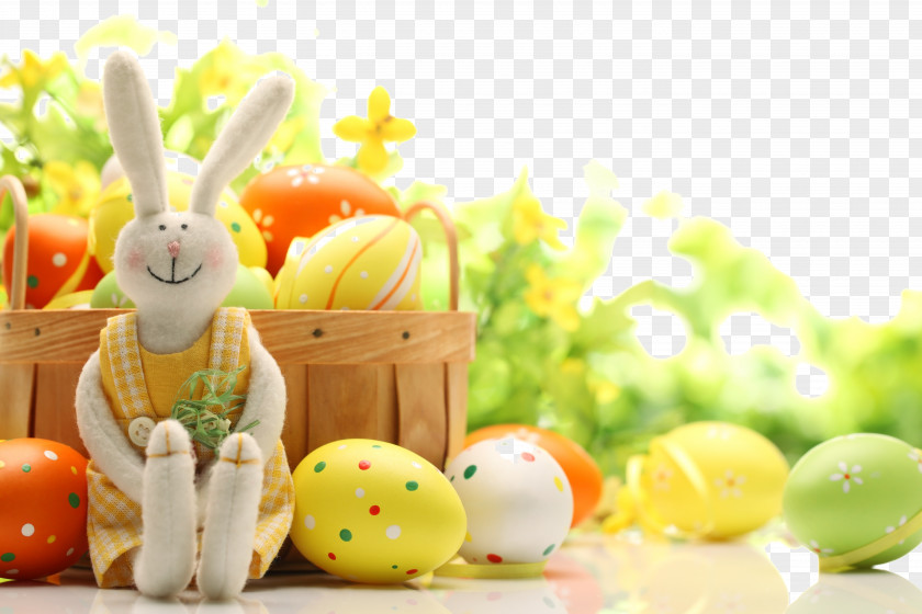Exquisite Easter Ad Elements Bunny Egg Rabbit Basket PNG