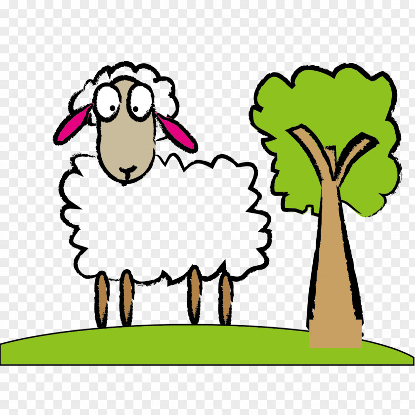 Sheep And Tree PNG