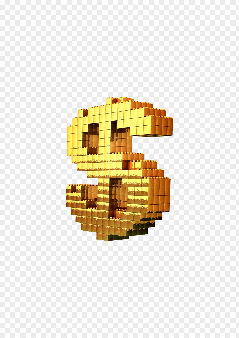 3D Coin Gold Dollar Sign PNG