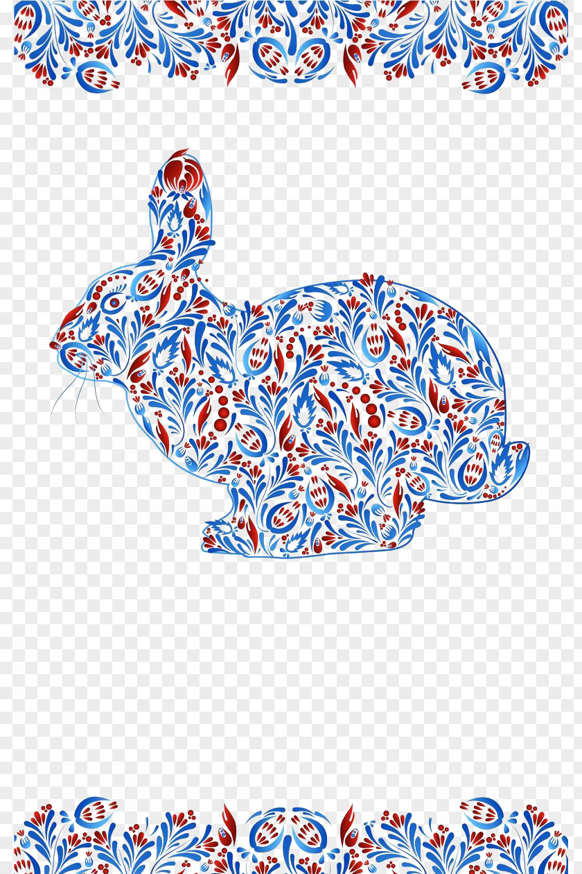 Blue Red And White Bunny Buckle Clip Free Rabbit Adobe Illustrator PNG