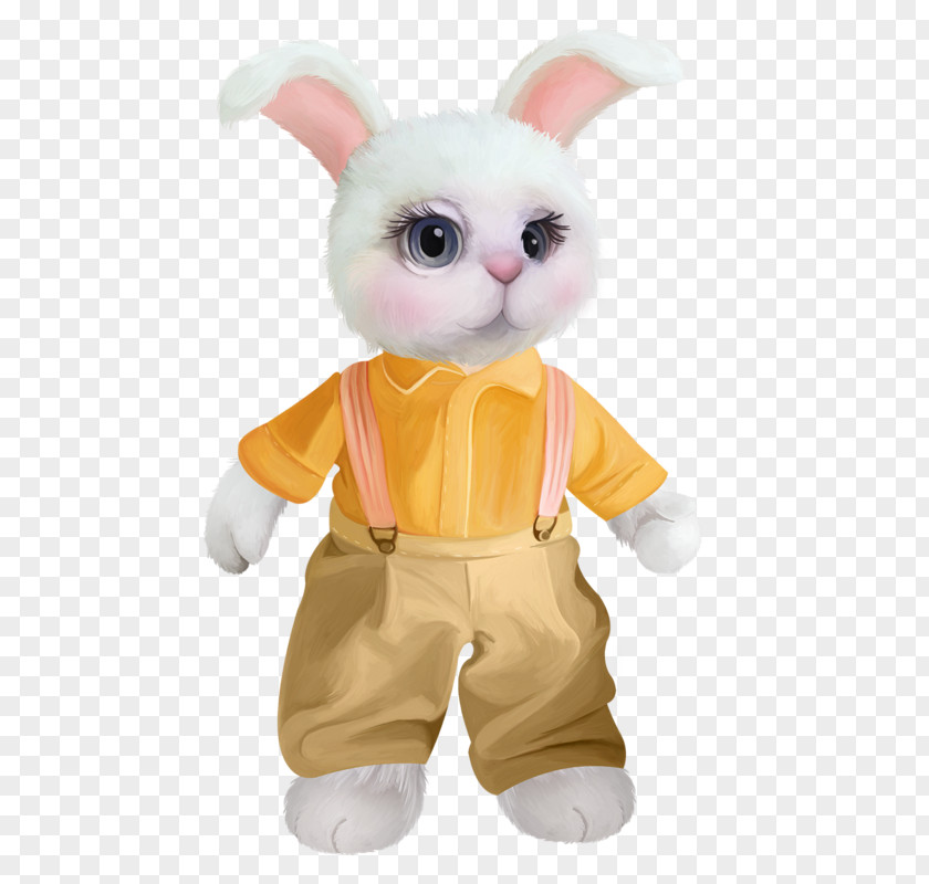 Cute Little White Rabbit Easter Bunny Stuffed Toy PNG