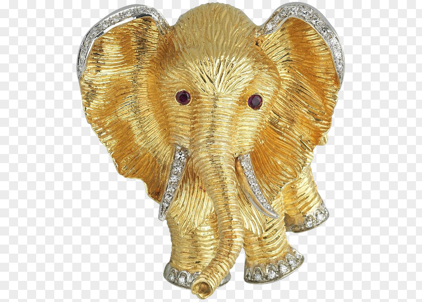 Gold Elephant Indian African Curtiss C-46 Commando Elephantidae Figurine PNG