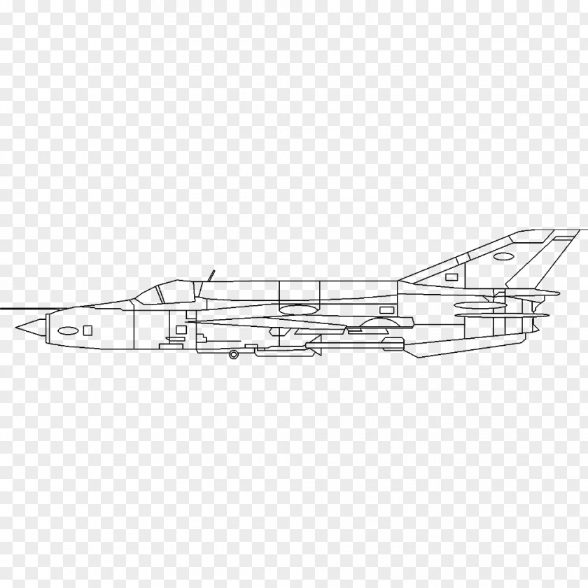 Mig 21 Line Art Airplane Drawing PNG