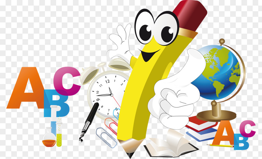 Cartoon Pencil School Illustration PNG