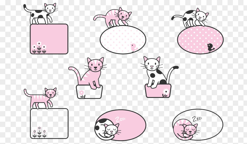Cute Cat Label Sticker Cuteness Clip Art PNG