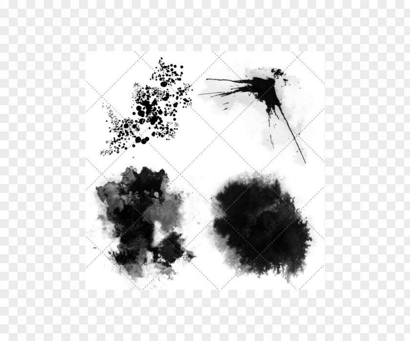 Ink Brush Grunge Black And White PNG