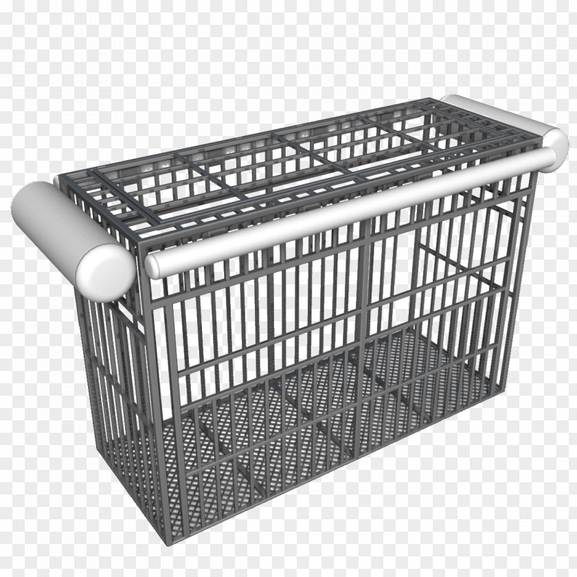 Long Silver Iron Cage Shark-proof TurboSquid 3D Computer Graphics PNG