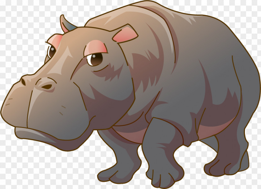Vector Painted Hippo Hippopotamus PNG