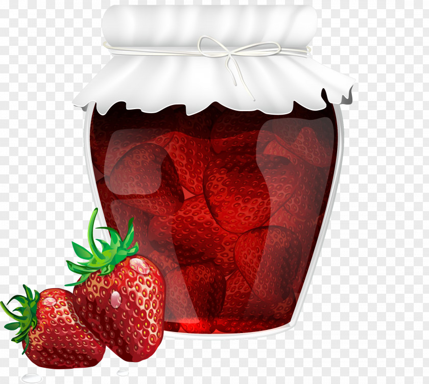 Vector Strawberry Jam Marmalade Fruit Preserves Glass PNG