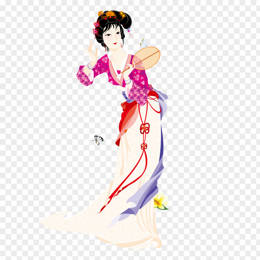 A Fairy With Fan Mid-Autumn Festival Illustration PNG