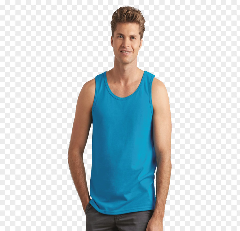Garments Model T-shirt Sleeveless Shirt Blue Top PNG