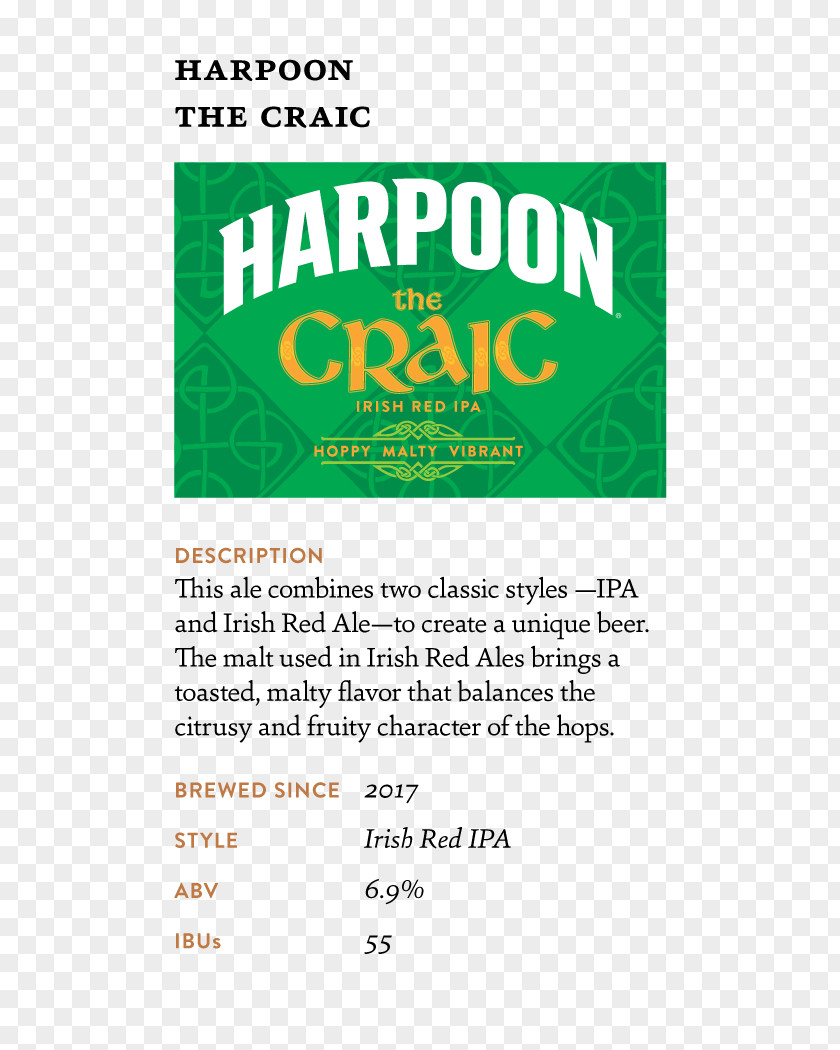 Harpoon Brewery Brand Craic Logo Font PNG
