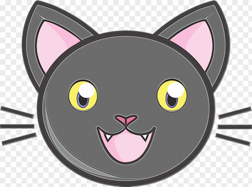 Pink Head Cat Cartoon Small To Medium-sized Cats Whiskers Black PNG