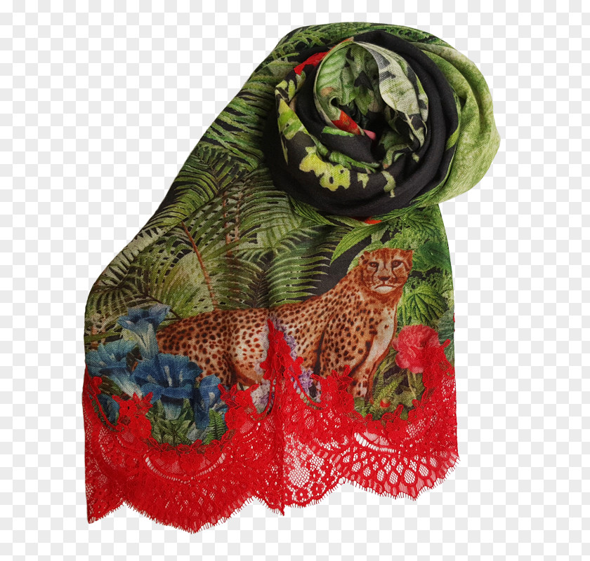 Fern Headscarf Silk Shawl Brocade PNG