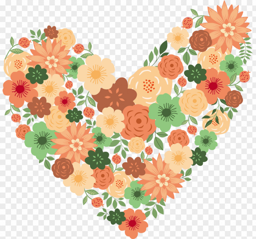 Heart Flowers Vector Overlap Wedding Invitation Illustration PNG